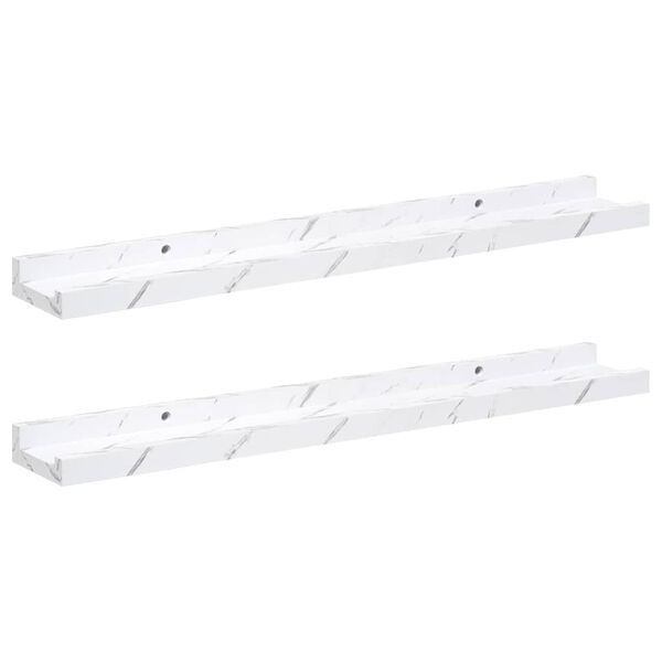 vidaXL Prateleira de Parede 2 pcs M&aacute;rmore Branco 60 x 9 x 3 cm