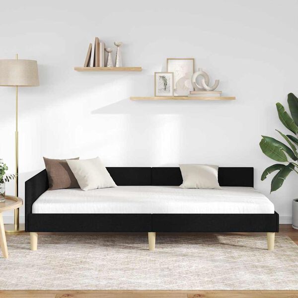 vidaXL Estrutura de Cama de Canto Preto 80 x 200 cm tecido