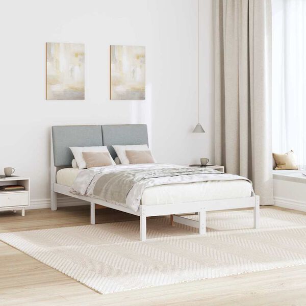 vidaXL Estrutura da cama Branco e cinza claro 135 x 190 cm