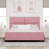 vidaXL Cama Box com cabeceira Rosa 180 x 200 cm Veludo