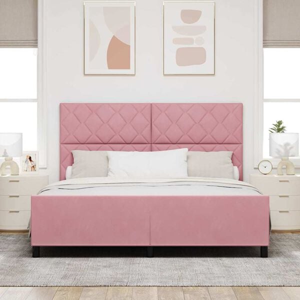 vidaXL Cama Box com cabeceira Rosa 180 x 200 cm Veludo