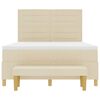vidaXL Cama Box com colch&atilde;o com cabeceira Creme 160 x 200 cm tecido