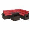 vidaXL 7 pcs conjunto sof&aacute;s jardim almofad&otilde;es vime PE/ac&aacute;cia castanho
