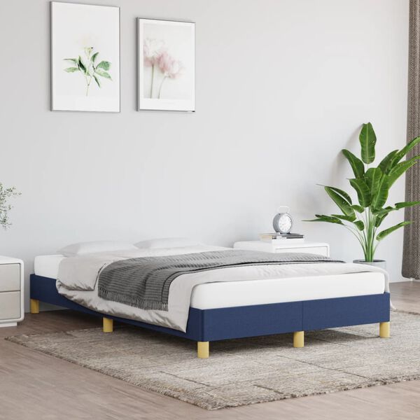 vidaXL Estrutura de cama sem colch&atilde;o 120x190 cm tecido azul