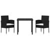 vidaXL Conjunto de Jantar para Jardim com almofada 5 pcs Preto vime PE