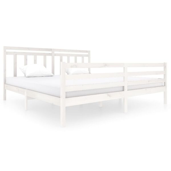 vidaXL Estrutura de cama 200x200 cm madeira maci&ccedil;a branco