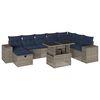 vidaXL Conjunto de sof&aacute; de jardim de 9 pe&ccedil;as com almofadas em rattan sint&eacute;tico cinza