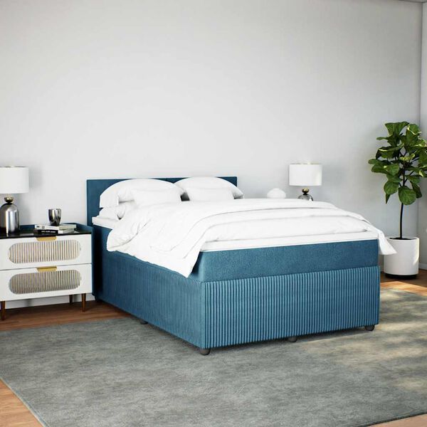 vidaXL Cama boxspring com colch&atilde;o 140x190 cm veludo azul