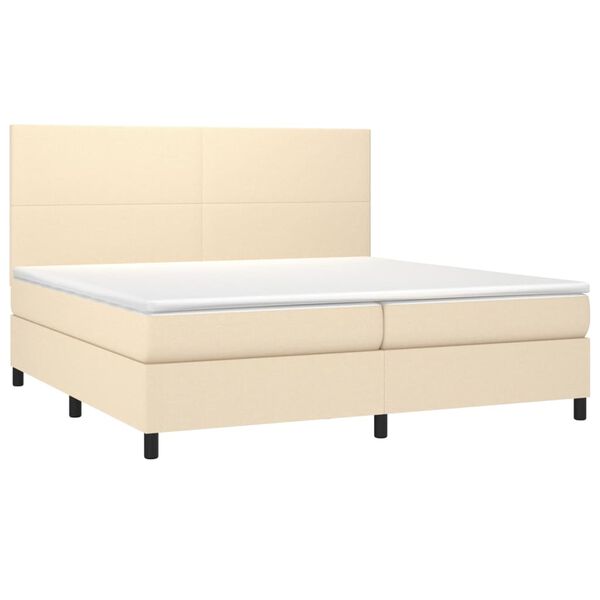 vidaXL Cama com molas/colch&atilde;o 200x200 cm tecido cor creme