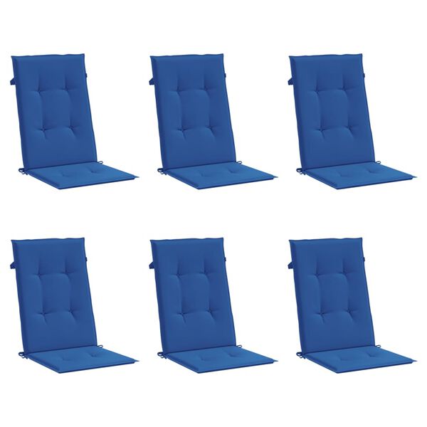 vidaXL Almofad&otilde;es para cadeiras altas de jardim 6 pcs tecido azul real