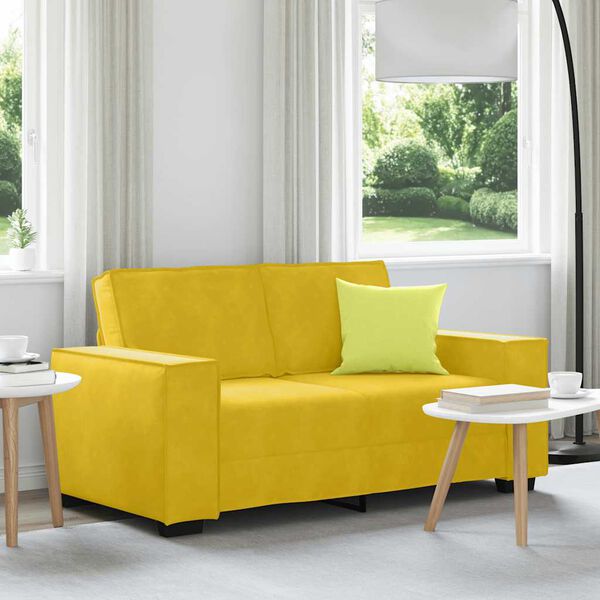 vidaXL Sof&aacute; de 2 lugares veludo 160x78x84 cm amarelo