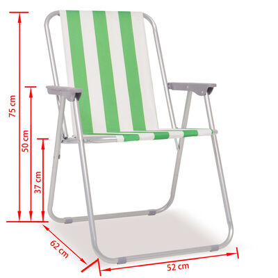 vidaXL Cadeiras campismo dobráveis 2 pcs aço verde e branco 52x62x75cm