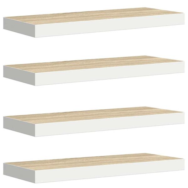 vidaXL Prateleiras parede 4 pcs 60x23,5x3,8 cm MDF carvalho e branco