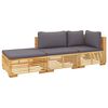 vidaXL 3 pcs conjunto lounge jardim c/ almofad&otilde;es madeira teca maci&ccedil;a