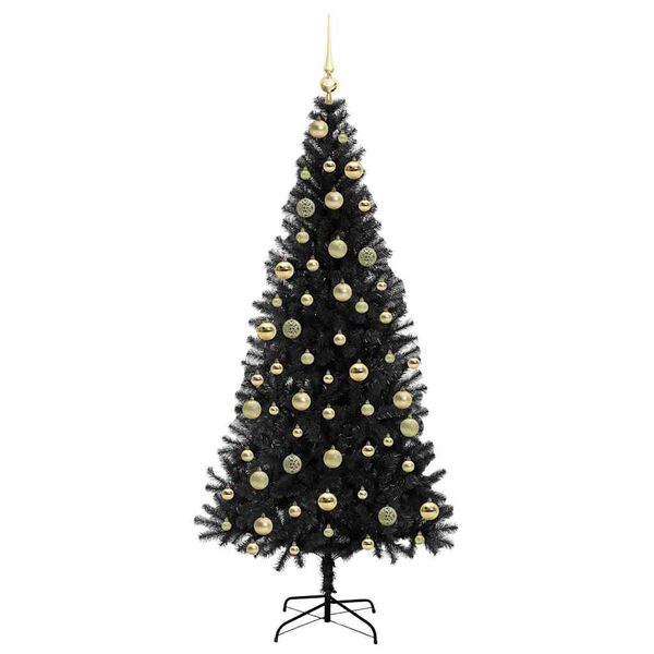 vidaXL &Aacute;rvore de Natal com 300 LEDs com suporte Preto 210 cm PVC