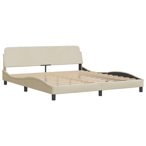 vidaXL Estrutura de cama Dover 160x200 cm tecido cor creme