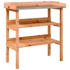 vidaXL Mesa p/ plantas c/ prateleiras 78x38x82,5 cm abeto castanho
