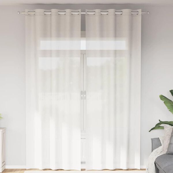 vidaXL Cortinas de voile com ilhós 2 pcs branco