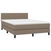 vidaXL Cama box spring colchão/LED 140x200 cm tecido cinza-acastanhado