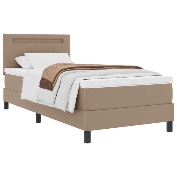 vidaXL Cama Box com colch&atilde;o Cappuccino 100 x 200 cm Couro sint&eacute;tico