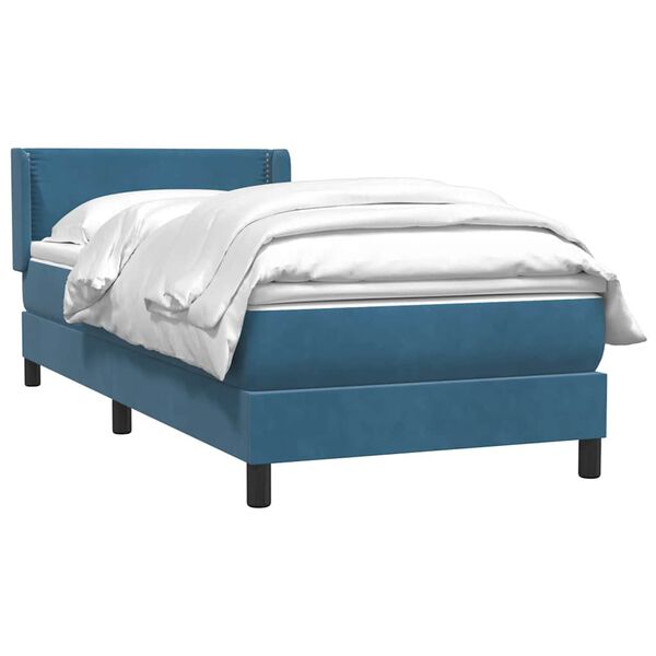 vidaXL Cama com molas/colch&atilde;o azul-escuro 90x210 cm veludo