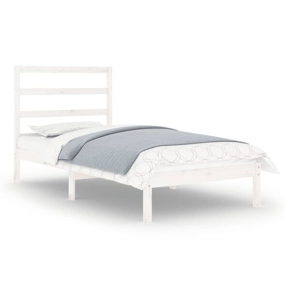 vidaXL Estrutura cama pequena solteiro 75x190 cm madeira maciça branco