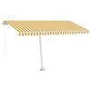 vidaXL Toldo retrátil manual com LED 400x350 cm amarelo e branco