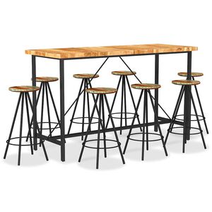 vidaXL 9 pcs conjunto de bar madeiras de ac&aacute;cia e recuperada maci&ccedil;as