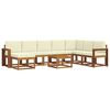 vidaXL Conjunto de Sof&aacute;s para Exterior 9 pcs Natural e Creme