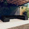 vidaXL 10 pcs conjunto lounge de jardim c/ almofad&otilde;es vime PE preto