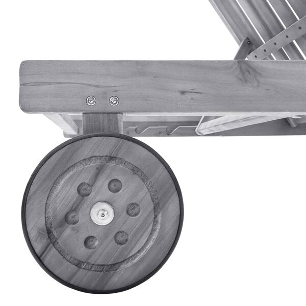 vidaXL Espregui&ccedil;adeira de jardim c/ almofad&atilde;o ac&aacute;cia maci&ccedil;a cinzento