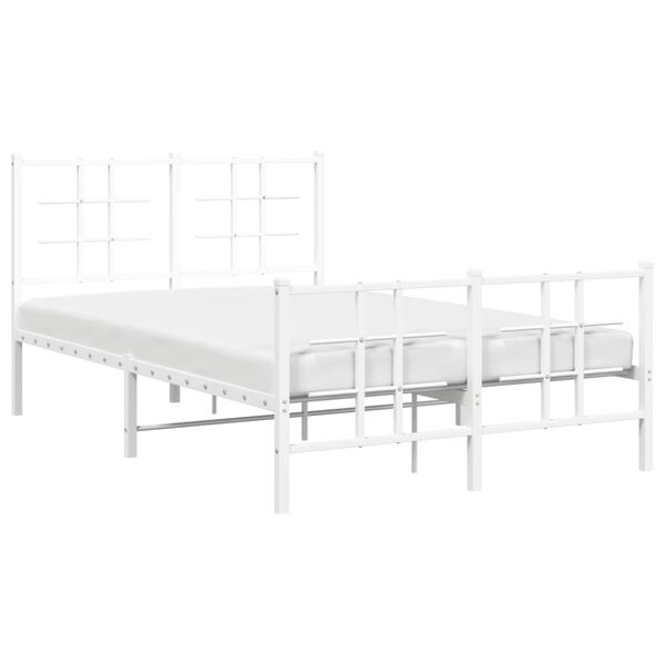 vidaXL Estrutura de cama com cabeceira e pés 120x200 cm metal branco