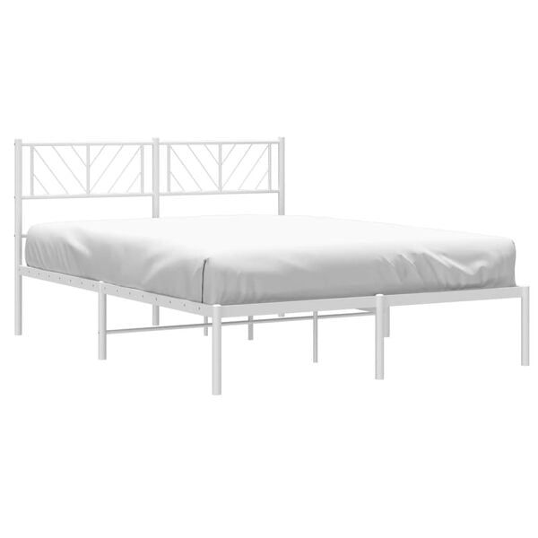 vidaXL Estrutura de cama com cabeceira 140x200 cm metal branco