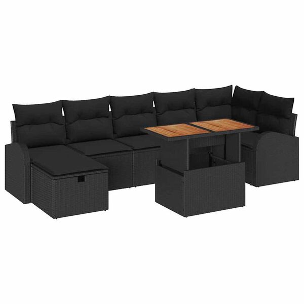 vidaXL Conjunto de Sof&aacute; de Jardim 8 pcs Preto vime PE