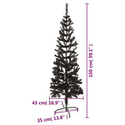 vidaXL Árvore de Natal fina 150 cm preto