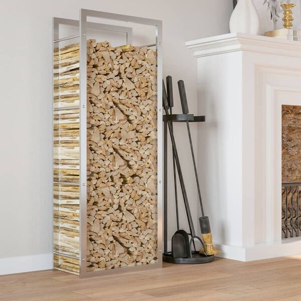 vidaXL Suporte para lenha 50x28x132 cm aço inoxidável