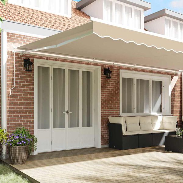 vidaXL Toldo Retr&aacute;til Manual Bege 600 &times; 300 cm Poli&eacute;ster e Alum&iacute;nio