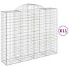 vidaXL Cestos gabião arqueados 11 pcs 200x50x160/180 ferro galvanizado