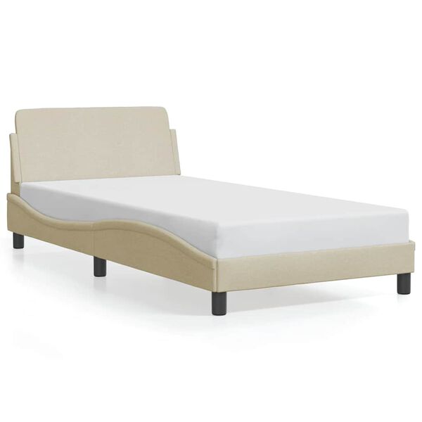 vidaXL Estrutura de cama Dover 100x200 cm tecido cor creme