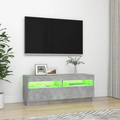 vidaXL Móvel de TV com luzes LED 100x35x40 cm cinzento cimento