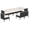 vidaXL 9 pcs conjunto lounge de jardim c/ almofad&otilde;es vime PE preto