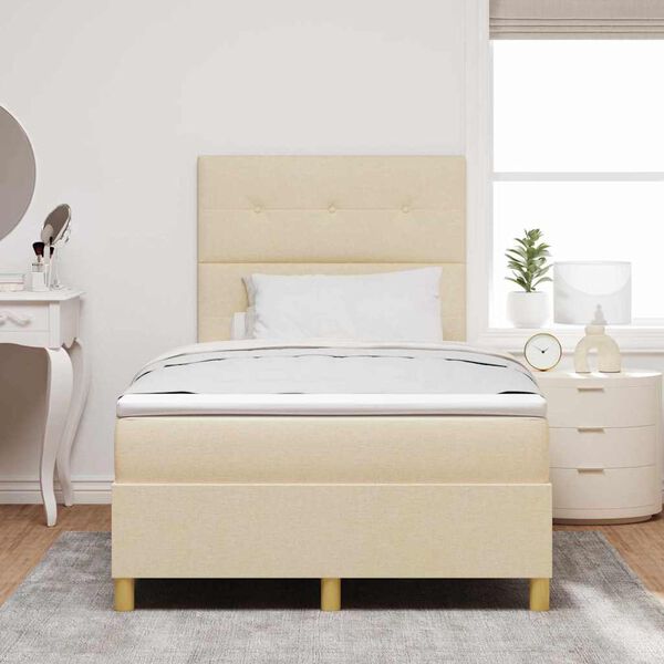 vidaXL Cama Box com cabeceira Creme 120 x 190 cm tecido