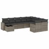 vidaXL 10 pcs conjunto sof&aacute;s de jardim c/ almofad&otilde;es vime PE cinzento