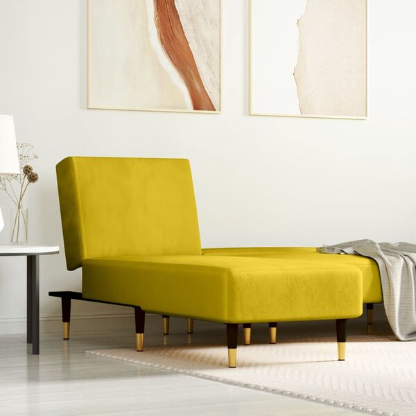 vidaXL Chaise longue veludo amarelo