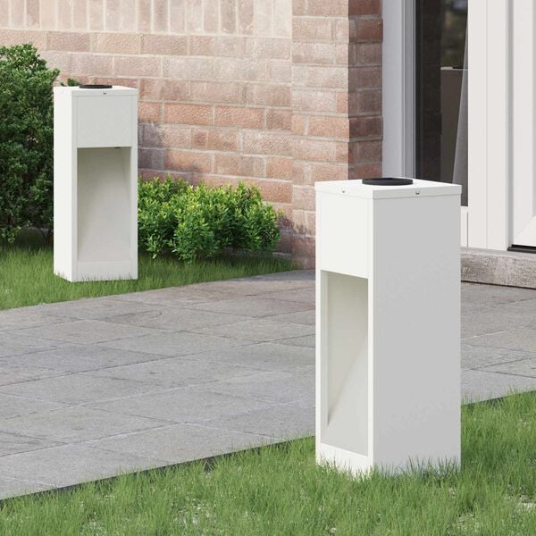 vidaXL Luz Solar LED de Caminho 2 pcs Branco A&ccedil;o Laminado a Frio