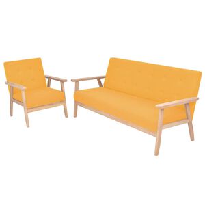 vidaXL Conjunto de sof&aacute;s 2 pcs tecido amarelo