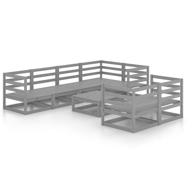 vidaXL 8 pcs conjunto lounge de jardim pinho maci&ccedil;o cinzento
