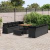 vidaXL Conjunto de Sofá de Jardim 11 pcs Preto vime PE