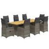 vidaXL 9 pcs conjunto bistr&ocirc; de jardim c/ almofad&otilde;es vime PE cinzento