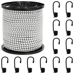 vidaXL Cordas Bungee com Ganchos 4 mm Preto e Branco PP e Borracha